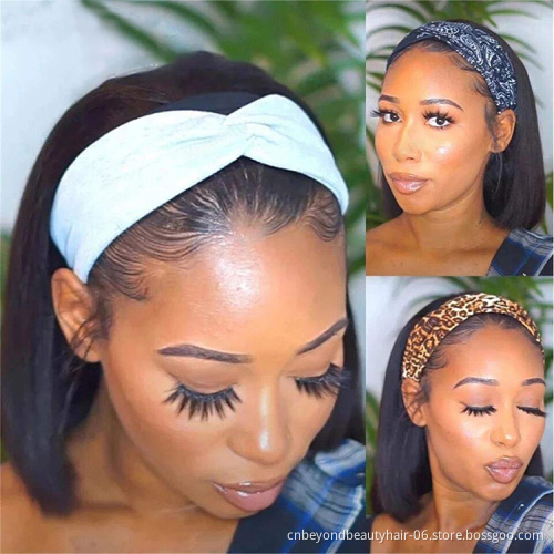 Headband Synthetic Hair Wigs Straight Bob Wigs For Black Women Curl Hair Daily Wig With Headband